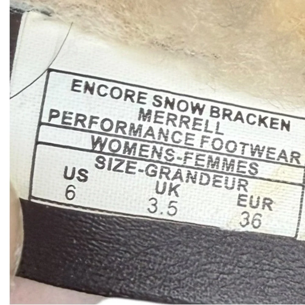 Merrell Encore Snow Bracken Waterproof‎ Fur Lined Winter Boots Women's Size 6